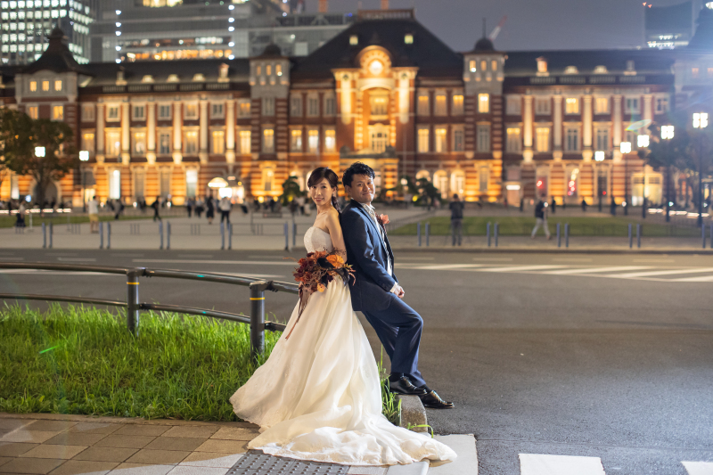 美しくライトアップされた東京駅♪