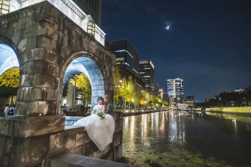 ライトアップされた和田倉門にて