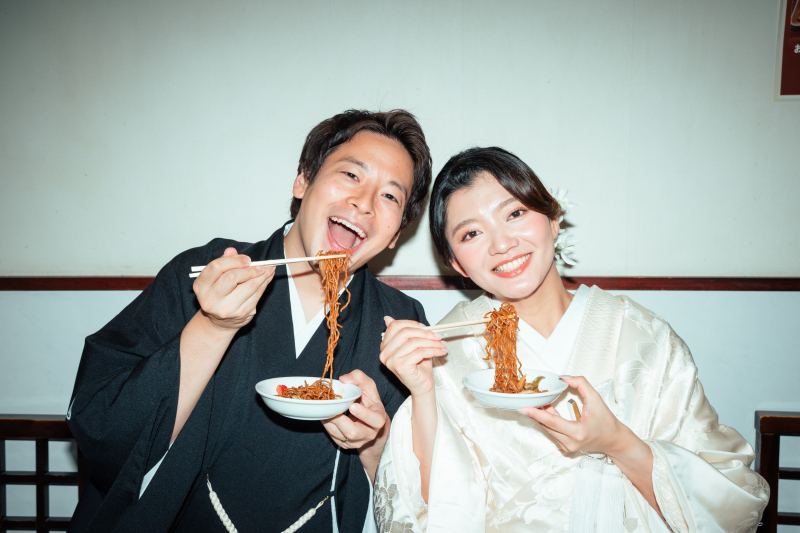 和装で焼きそば