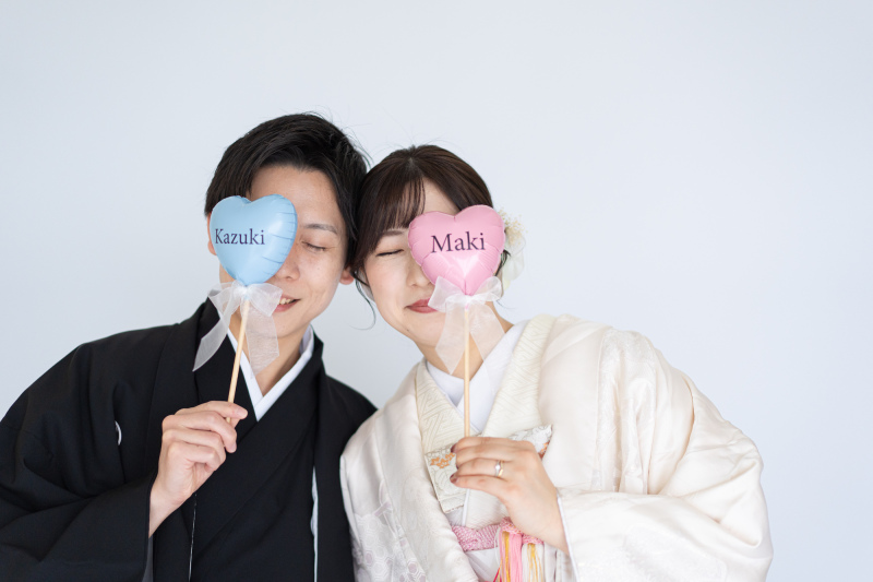 お名前入りハートバルーンでポージング♡
