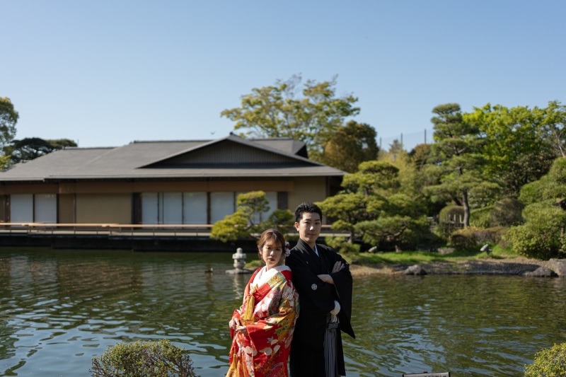 日本庭園を背景に♪