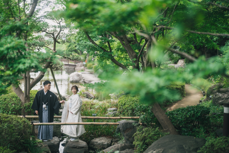 鮮やかな緑の中で