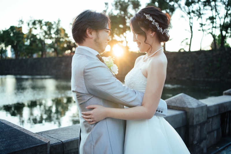 夕日を真ん中に挟んで♪