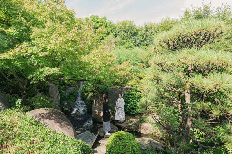 緑豊かな庭園で