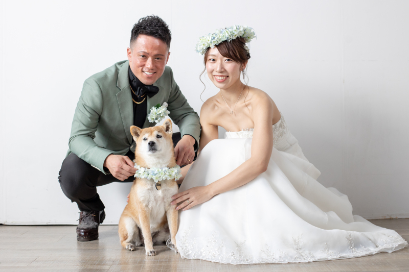 わんちゃんと一緒にスタジオ撮影！