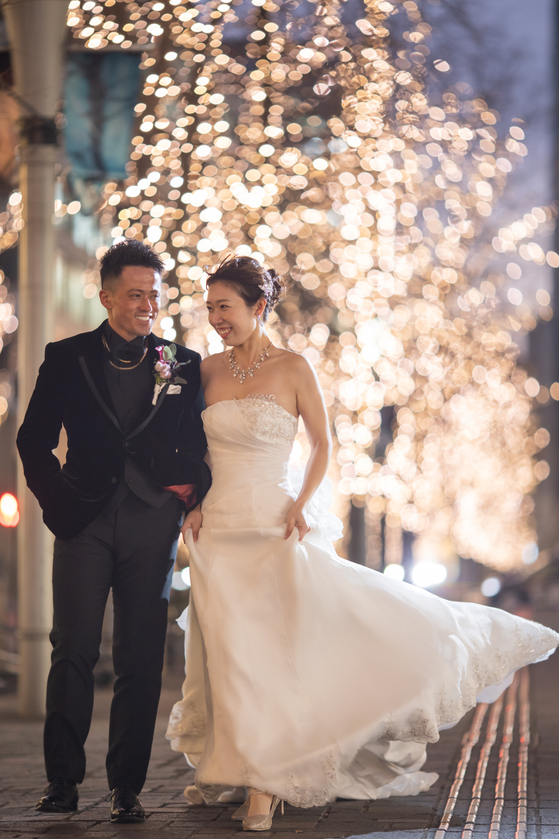 イルミネーションと素敵な笑顔