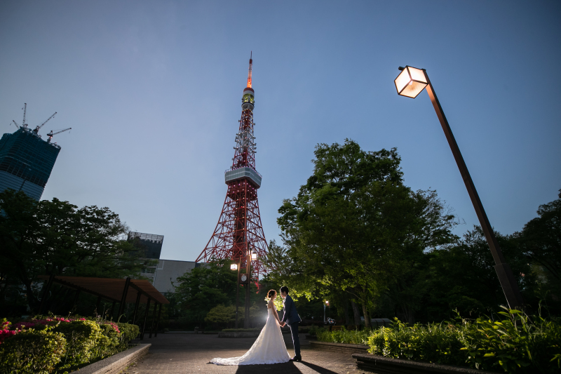 東京タワーのみえる公園で!