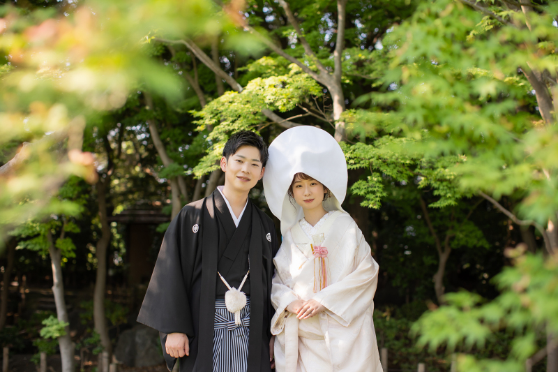 綿帽子と白無垢から洋装へ』(撮影日：2023年6月25日/花畑庭園