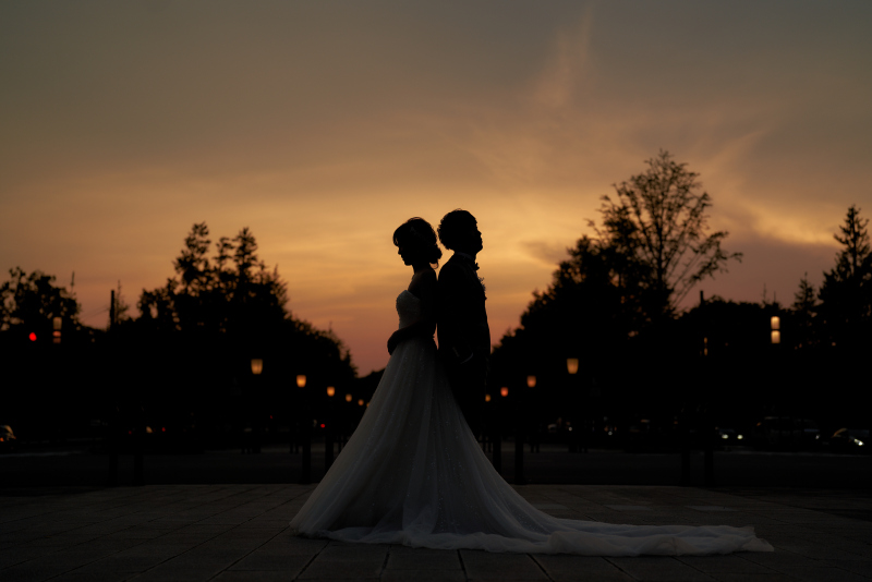 夕焼けのシルエットフォト