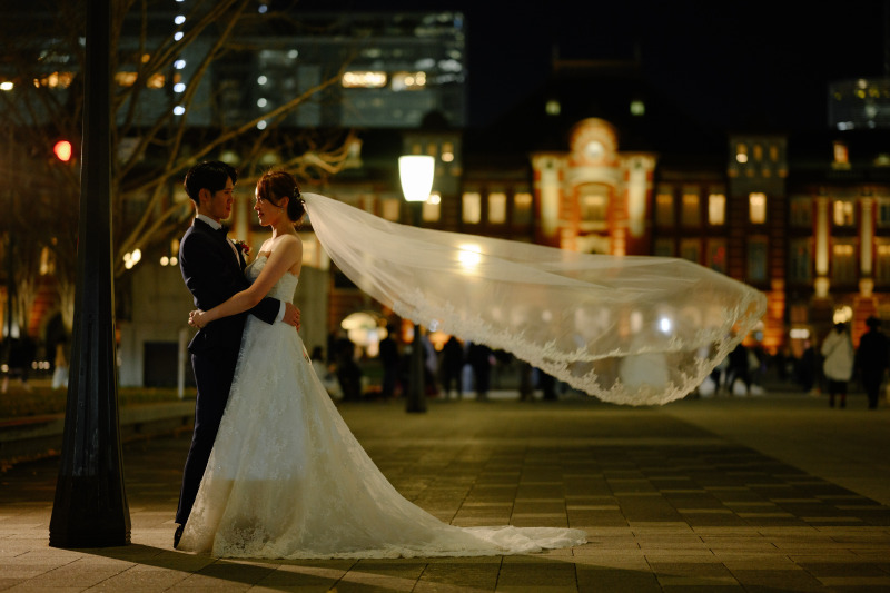 ヴェールが美しくなびいて