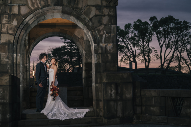 夕日の美しい和田倉門にて撮影