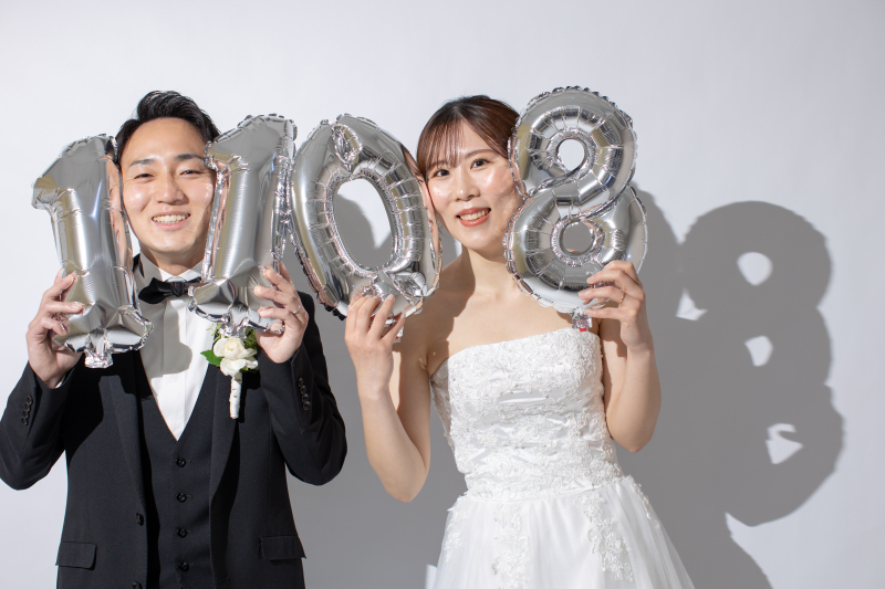 洋装にお召し替えして、バルーンと撮影♪