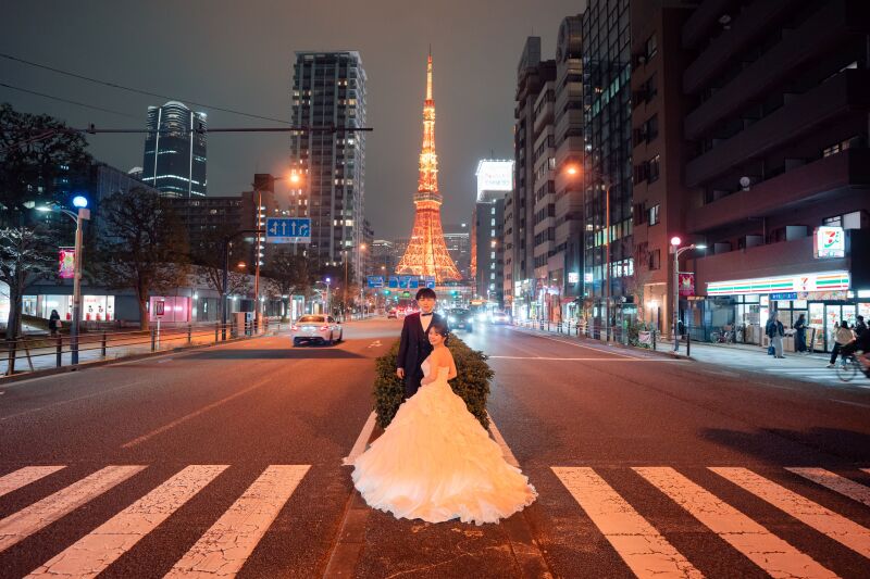 横断歩道の真ん中で