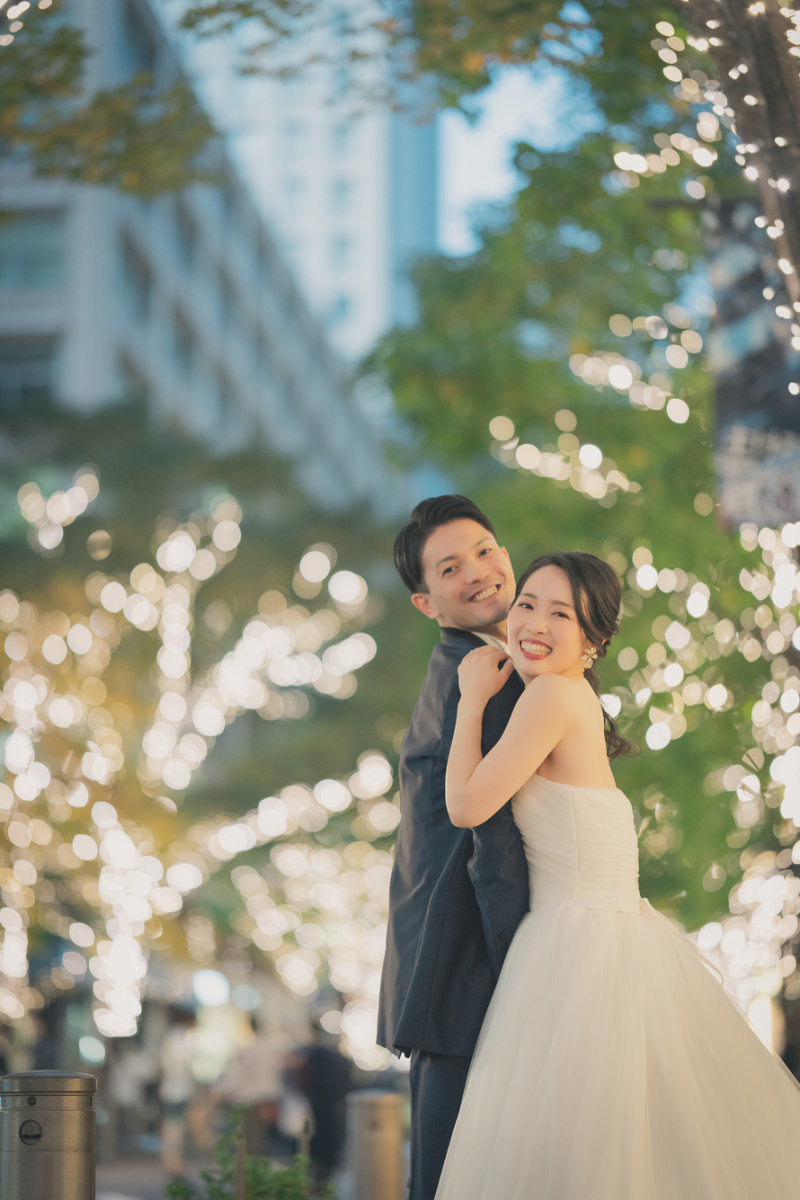 洋装にお色直しなさり、イルミネーションロケへ！