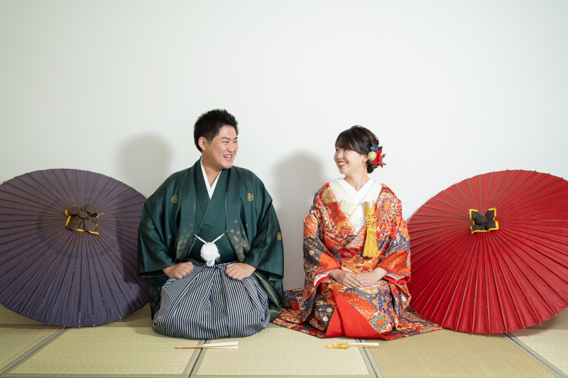 番傘と畳で和の雰囲気