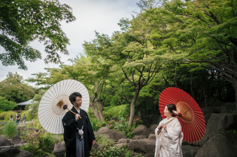 おめでたい紅白の番傘