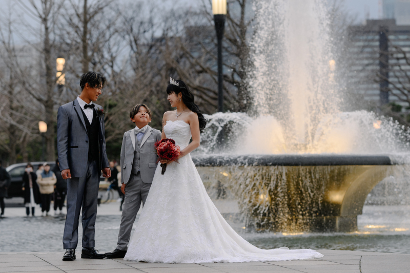 噴水公園にてロケーションフォトスタート♪