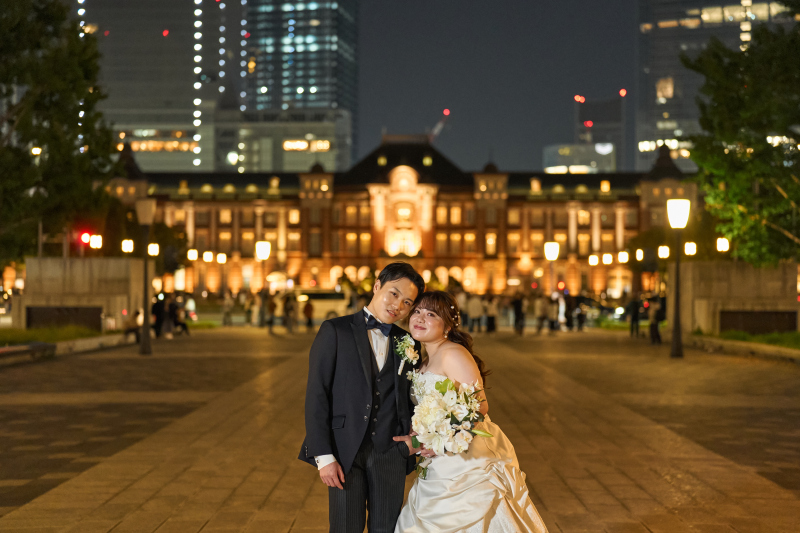 最後のスポットは駅舎前！