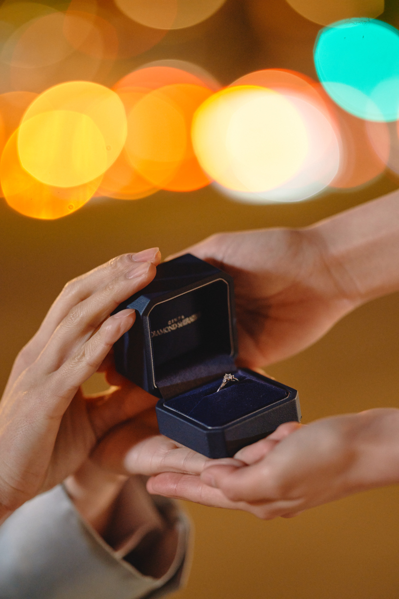 プロポーズシーンをアップで…