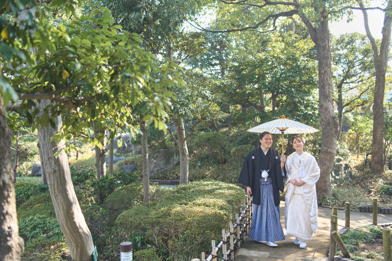 相合傘でお散歩