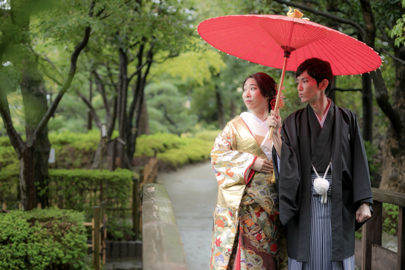 番傘を使って…♡