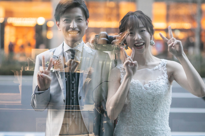 ショーウィンドウに映るお二人をパシャリ☆