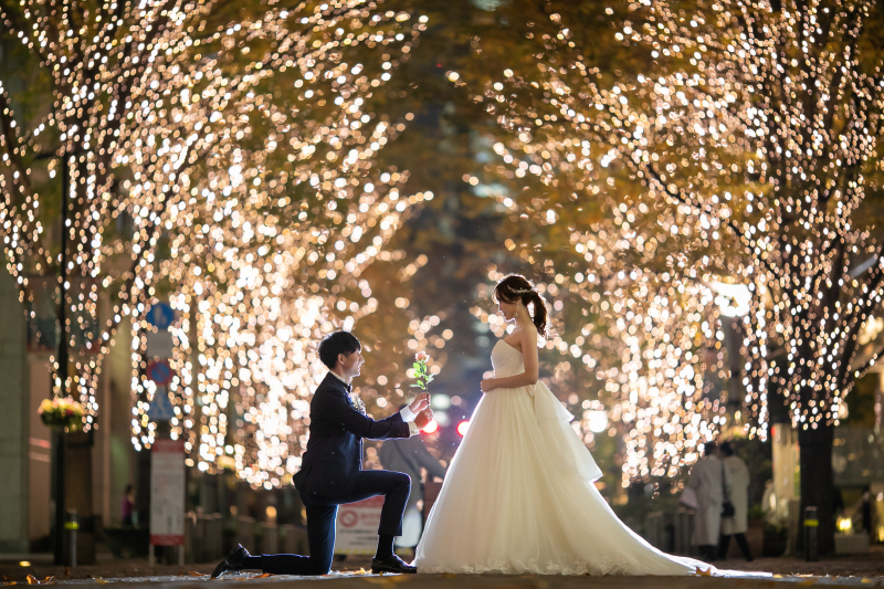 イルミネーションバックに・・