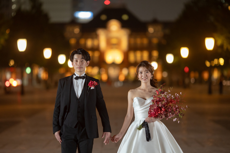 ライトアップした東京駅