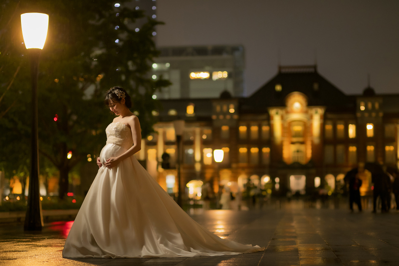 ふんわりとしたお腹がとっても可愛いドレス姿♡