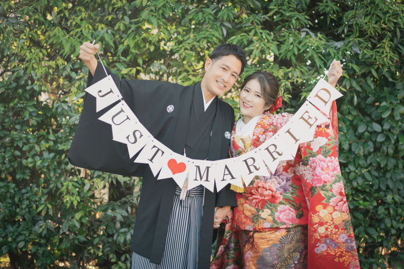 和装にガーランドも可愛いですね♡