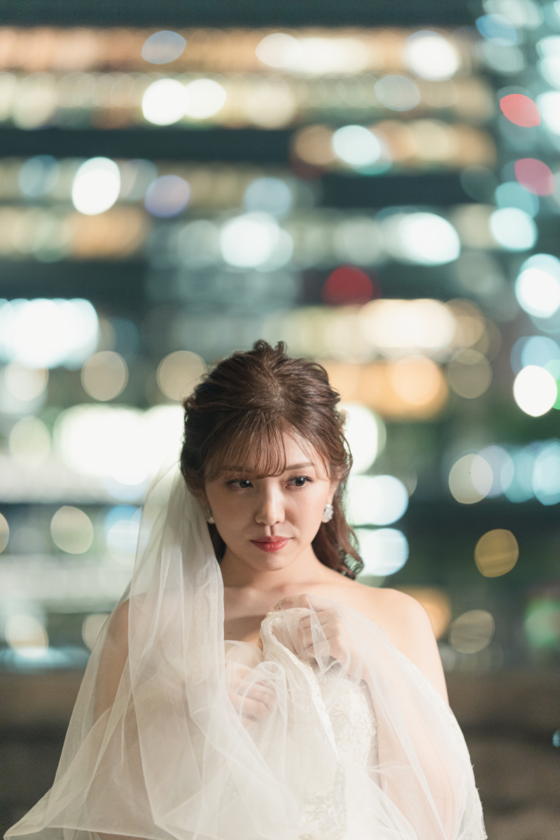 夜景の包まれた新婦様♡