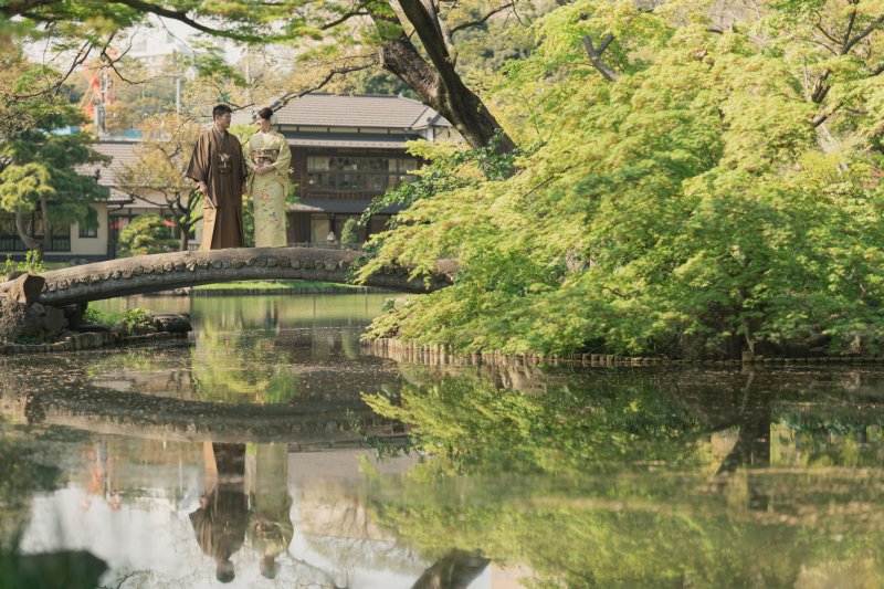 日本庭園の池の反射が美しい♪