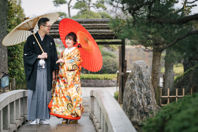 鮮やかなオレンジ色の色打掛♪