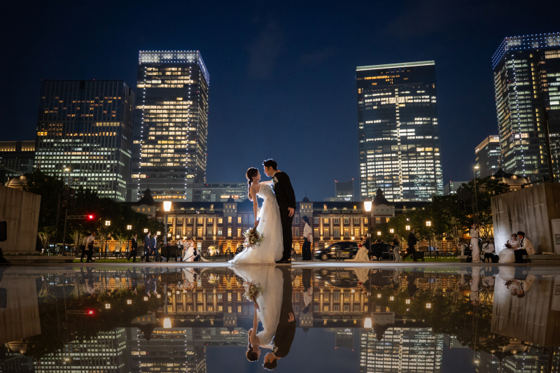 東京駅でリフレクション撮影