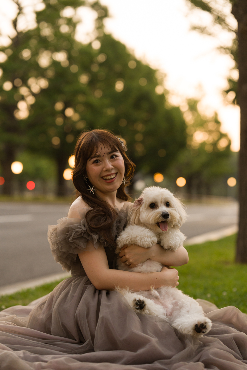 緑豊かな並木道で愛犬と♡