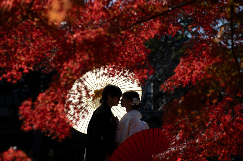 紅葉シーズン！和装を庭園で撮影♪