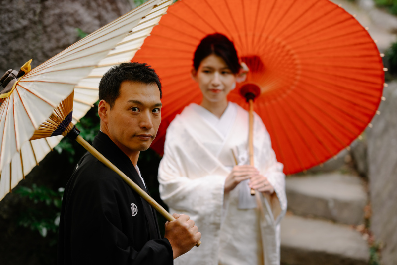 番傘で美しい色合いに♡