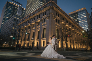 夕方の日本橋ロケから東京駅＆丸の内イルミへ贅沢な洋装ロケーション撮影プランです♪