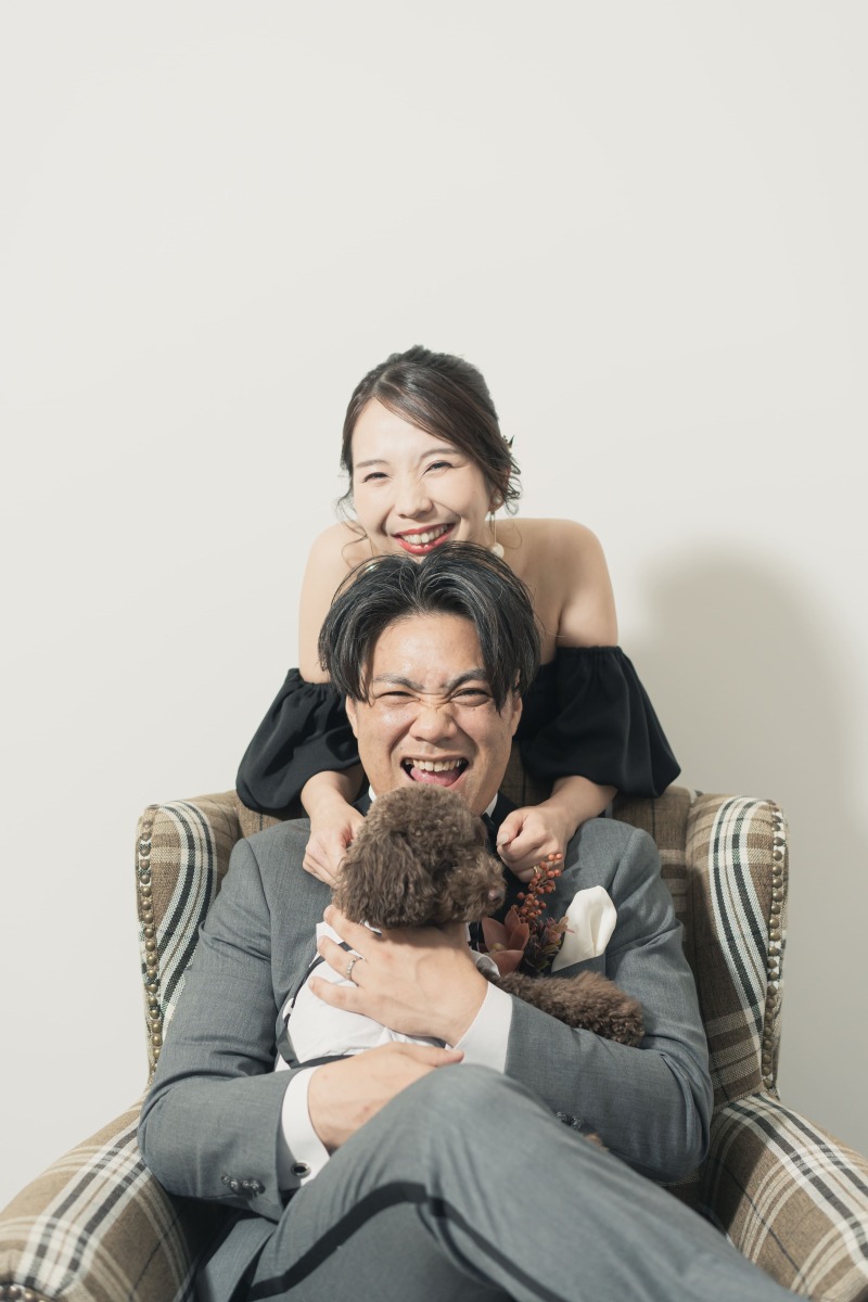 わんちゃんと一緒に！和装スタジオ洋装ロケーションフォト