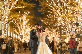 和装スタジオ&rarr;和装日本庭園ロケ&rarr;洋装丸の内イルミロケのたっぷり贅沢プランで撮影♪