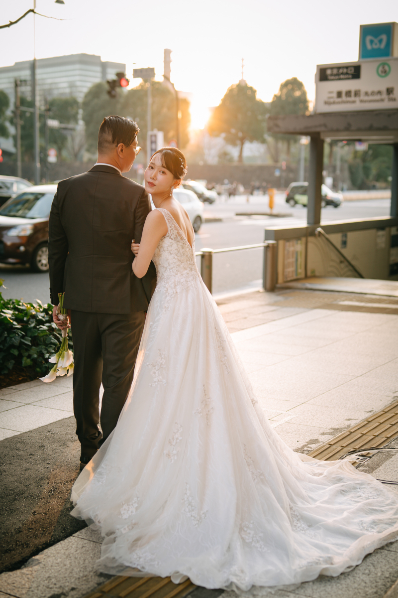 綺麗な夕陽と新婦様の振り向きショット！