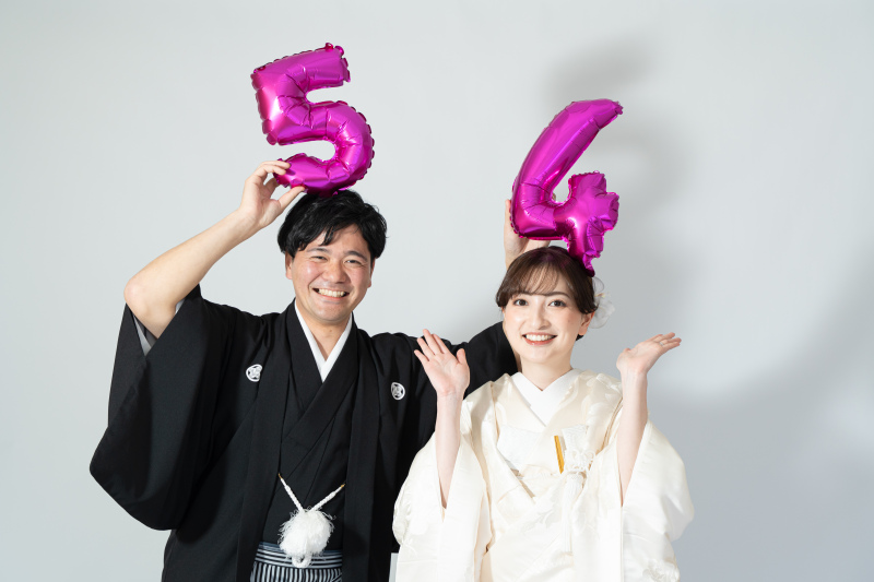 まずは白無垢で、バルーンと一緒に!