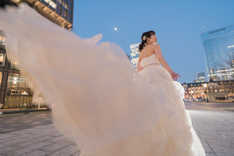 お月さまとドレスふんわりの一枚