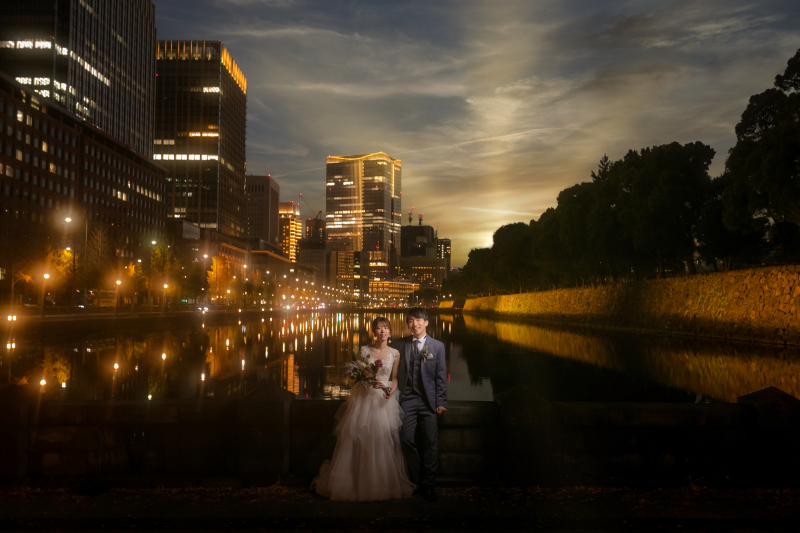 夕映えと夜景のコラボレーション