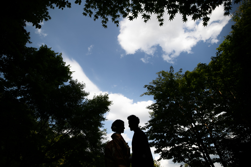 庭園のシルエットフォト