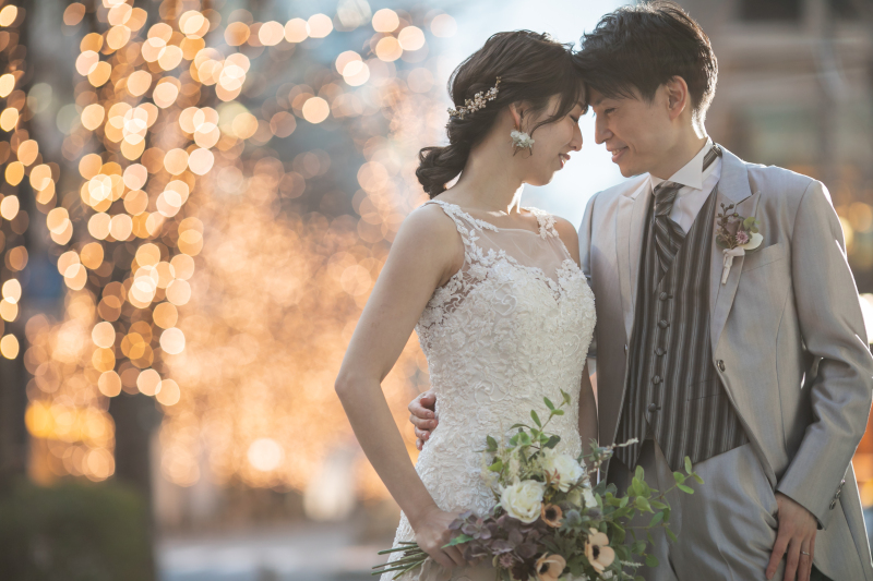 まだ明るい時間のイルミはやわらかな仕上がりに