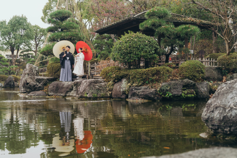 番傘をさしながら！