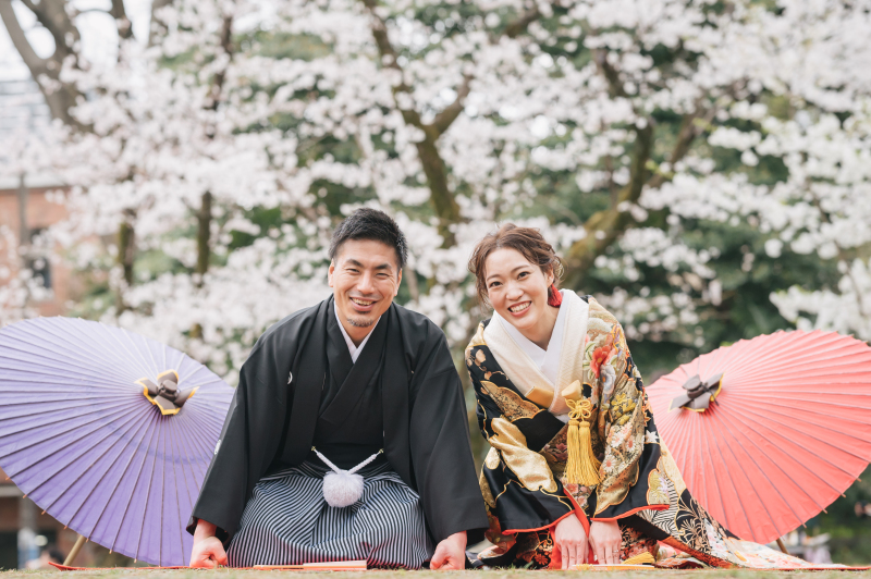 【桜｜土日4日間限定】 和装(庭園)＆洋装ロケ｜スタジオ撮影&2着目着物プレゼント｜美肌痩身補正付《土日追加料金無料》＊庭園確約