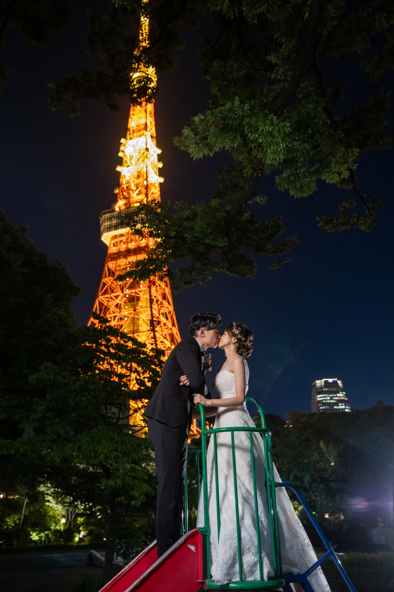 【60日前】東京駅＆丸の内＋東京タワー｜スタジオ撮影＆２着目ドレス無料｜美肌・痩身補正全データレタッチ《土日追加料金無料》