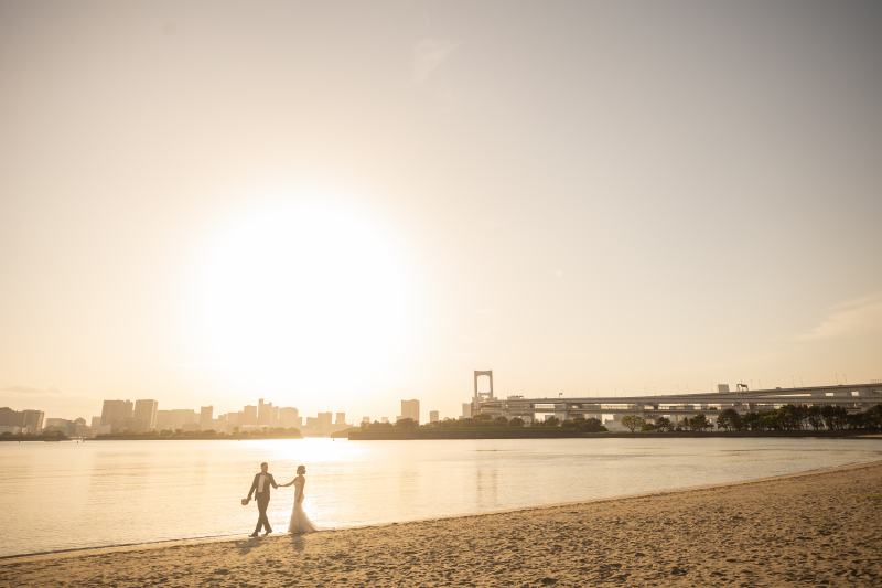 【選べる豪華特典付】お台場サンセット&東京タワーor東京駅｜スタジオ撮影＆２着目ドレス無料《土日追加料金無料》
